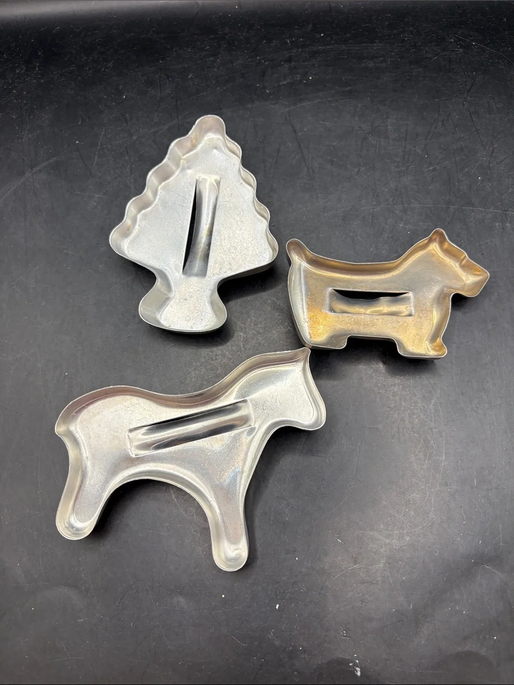 Vintage Metal horse, Tree and Scottie Dog Cookie Cutters
